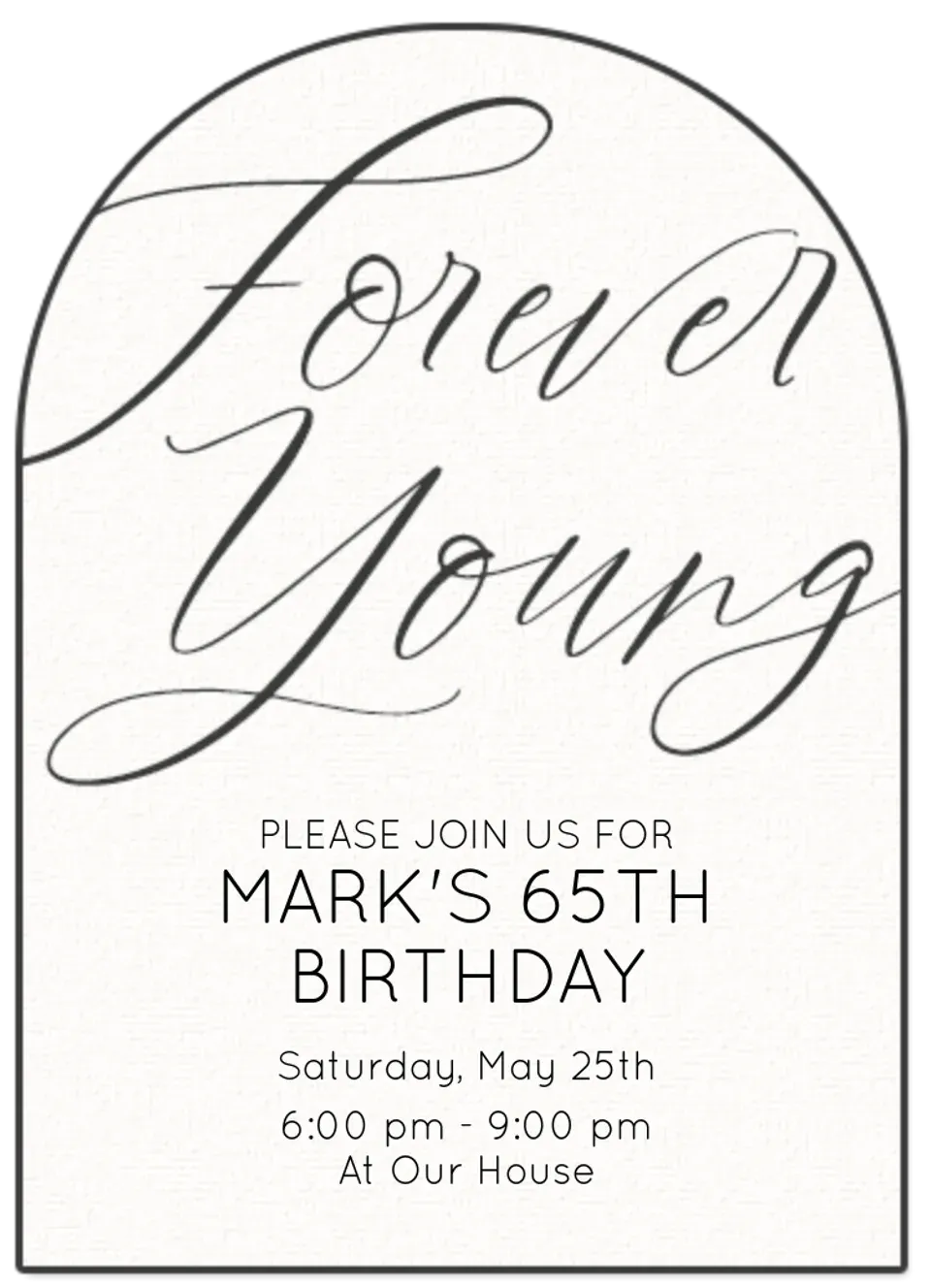 Forever Young Script card