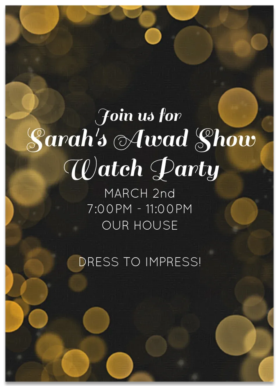 Black & Gold Bokeh card