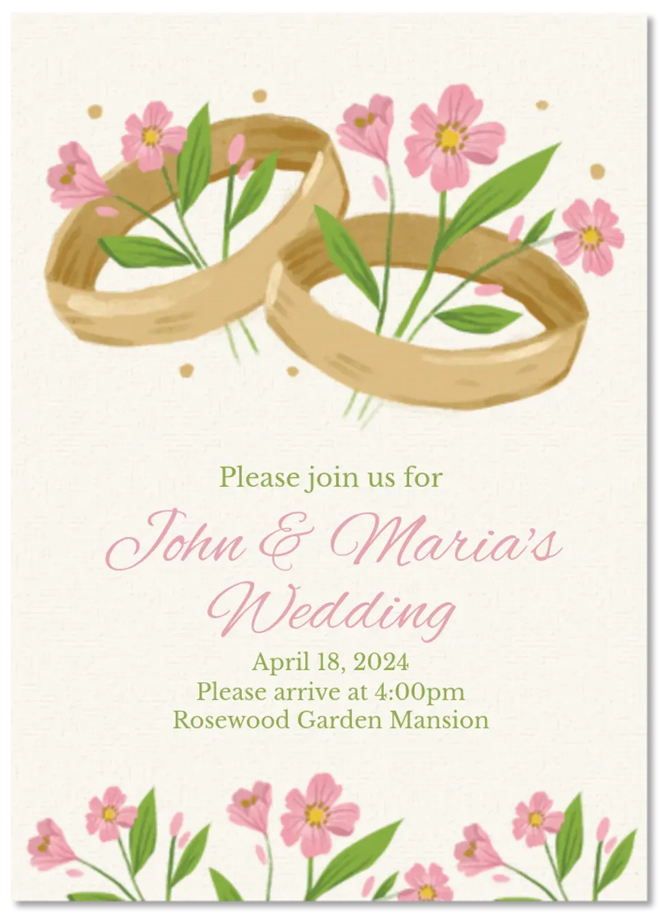 Floral Gold Rings card