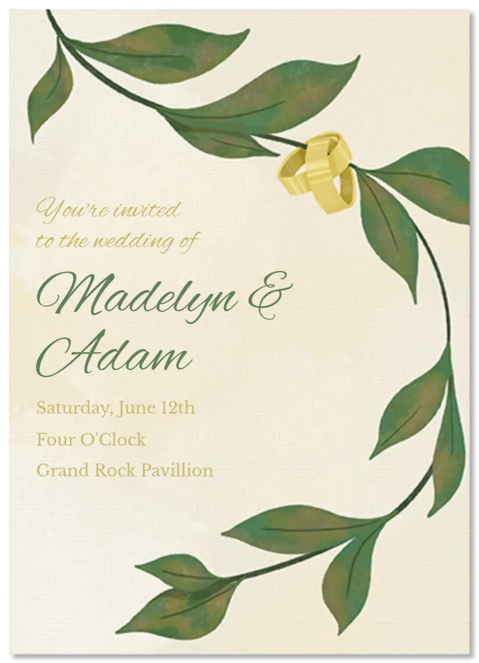 Greenery & Rings card