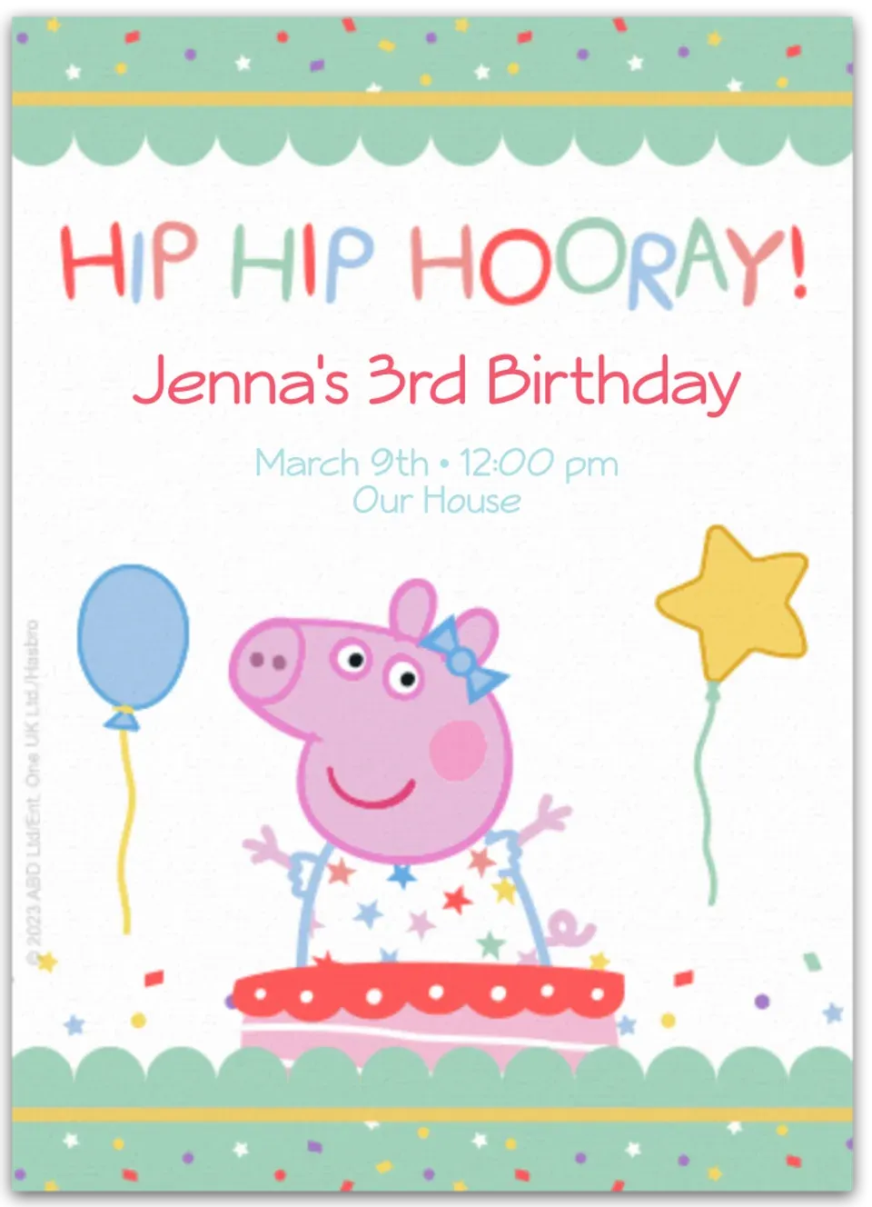 Peppa Pig | Party Time card