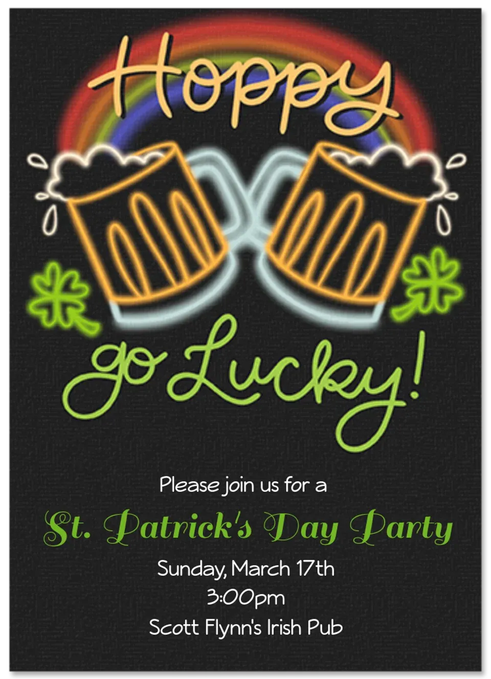 Neon St. Patrick's Day card