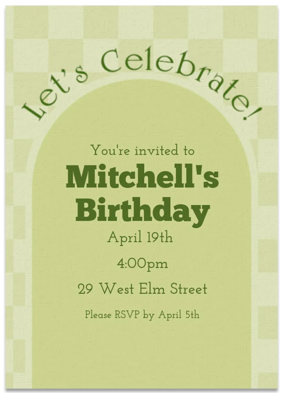 Checkered Arch Party card