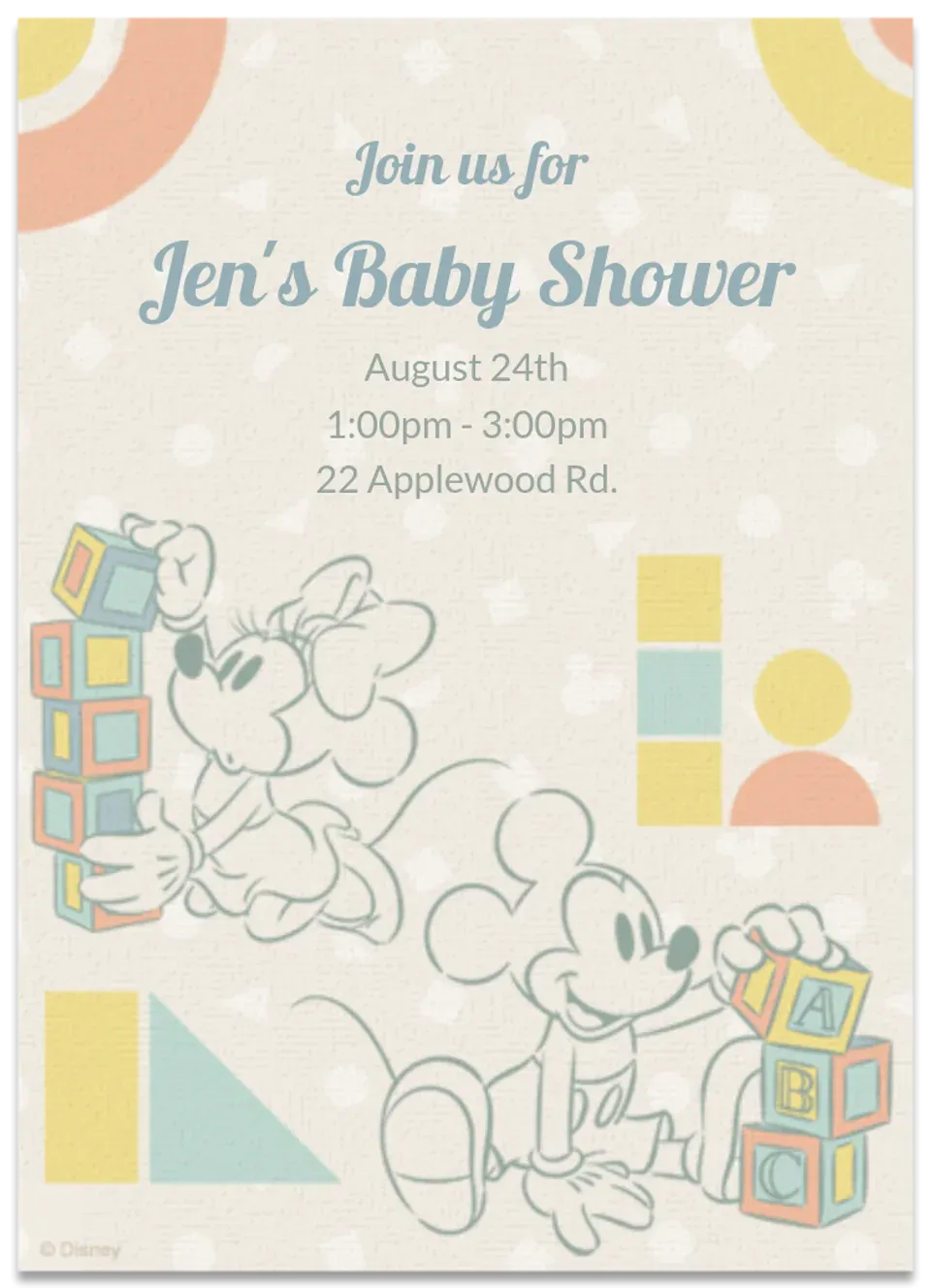 Minnie & Mickey Baby card