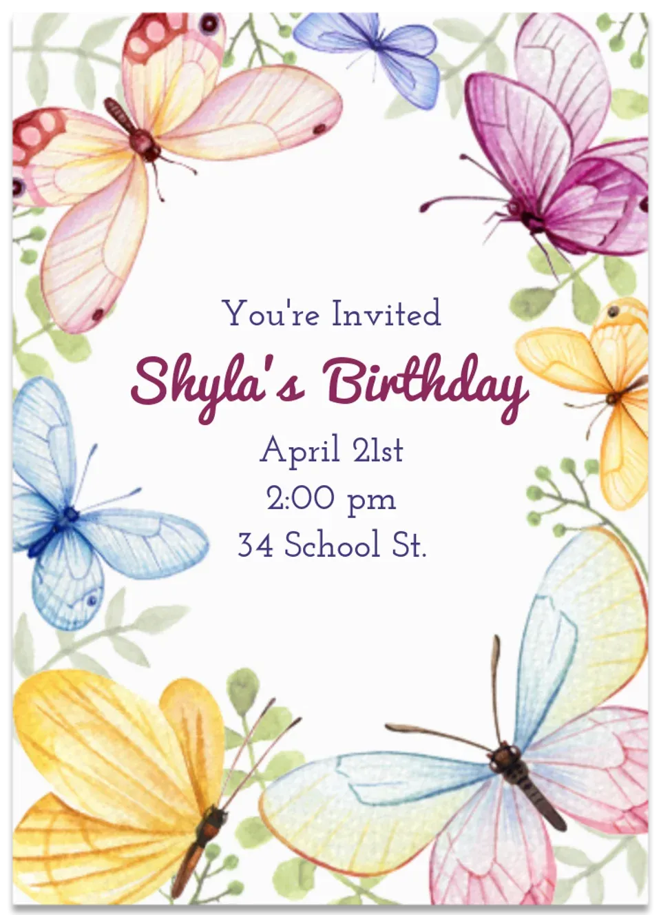 Spring Butterfly Border card