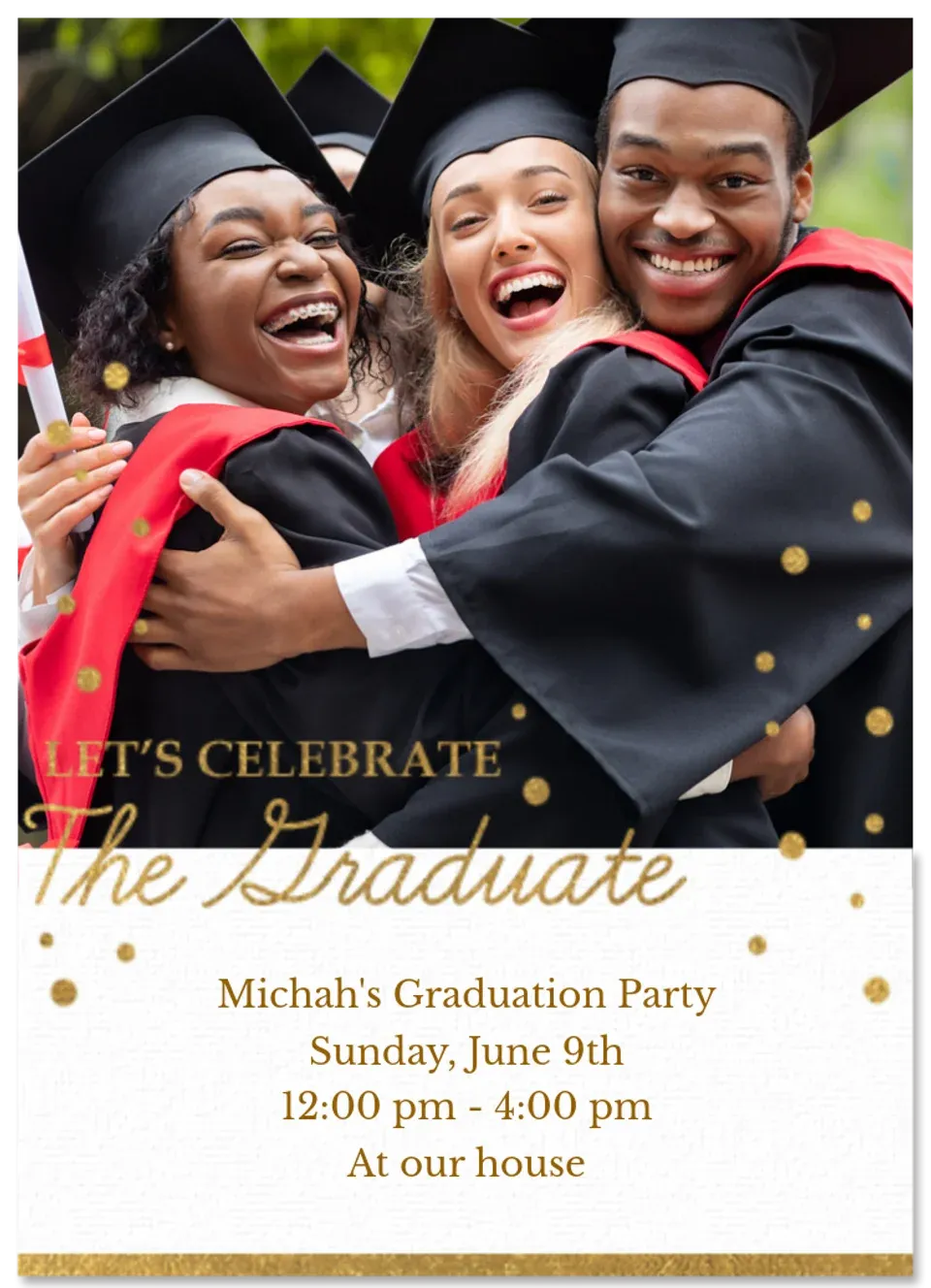 Gold Text Grad Photo card