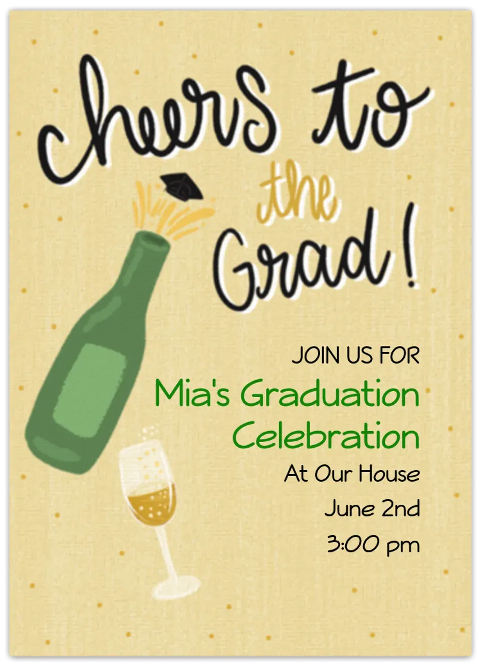 Grad Champagne Pop card