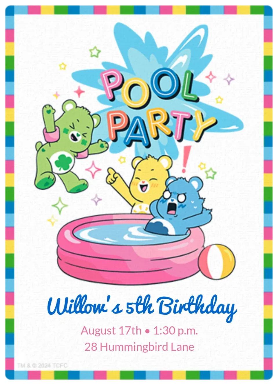 Care Bears | Pool Party card