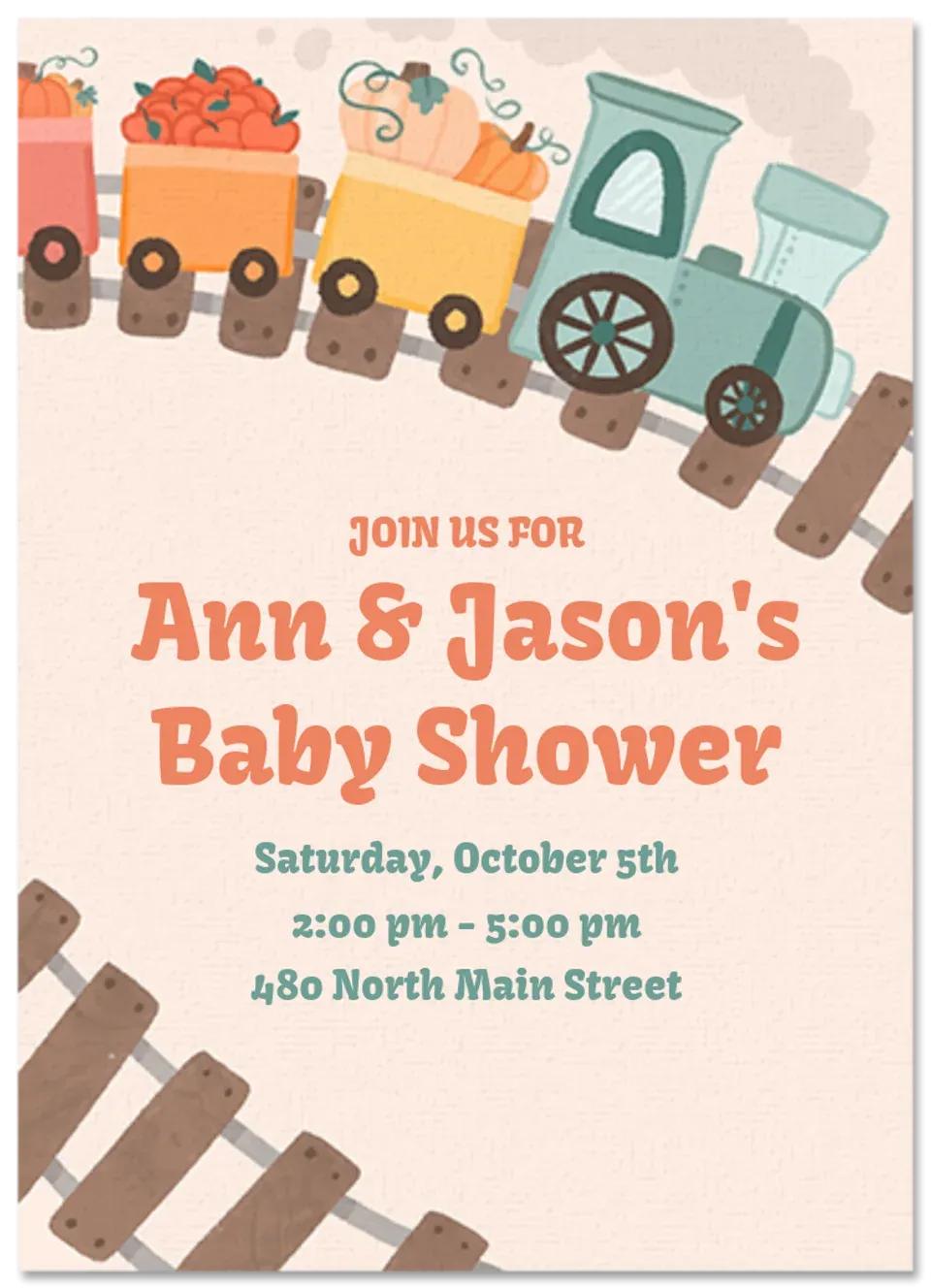 Fall Train Baby card