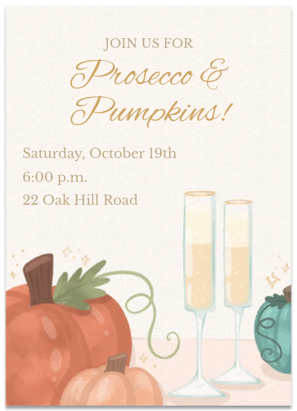 Pumpkins & Prosecco card