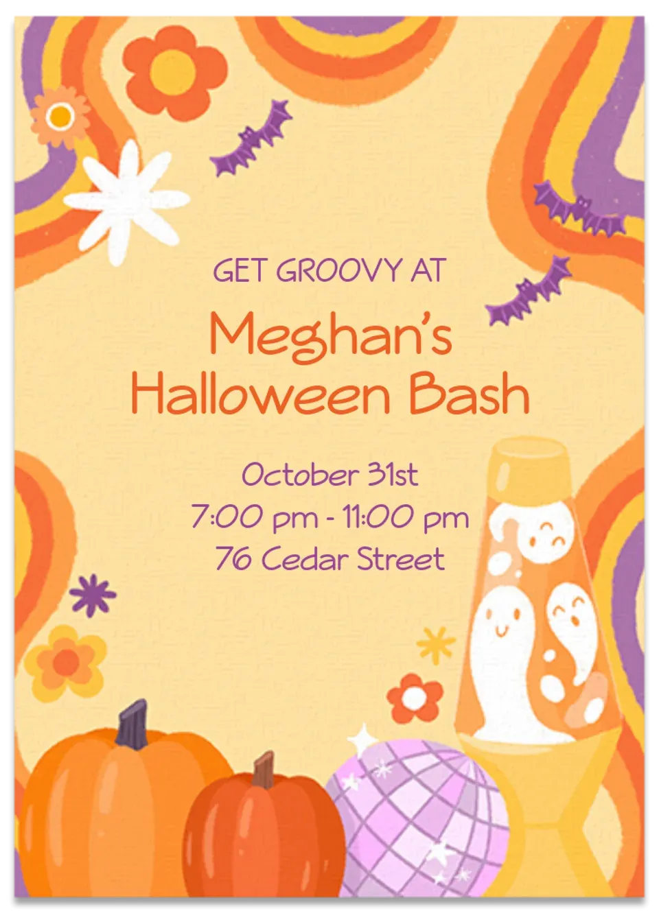 Groovy 70's Halloween card