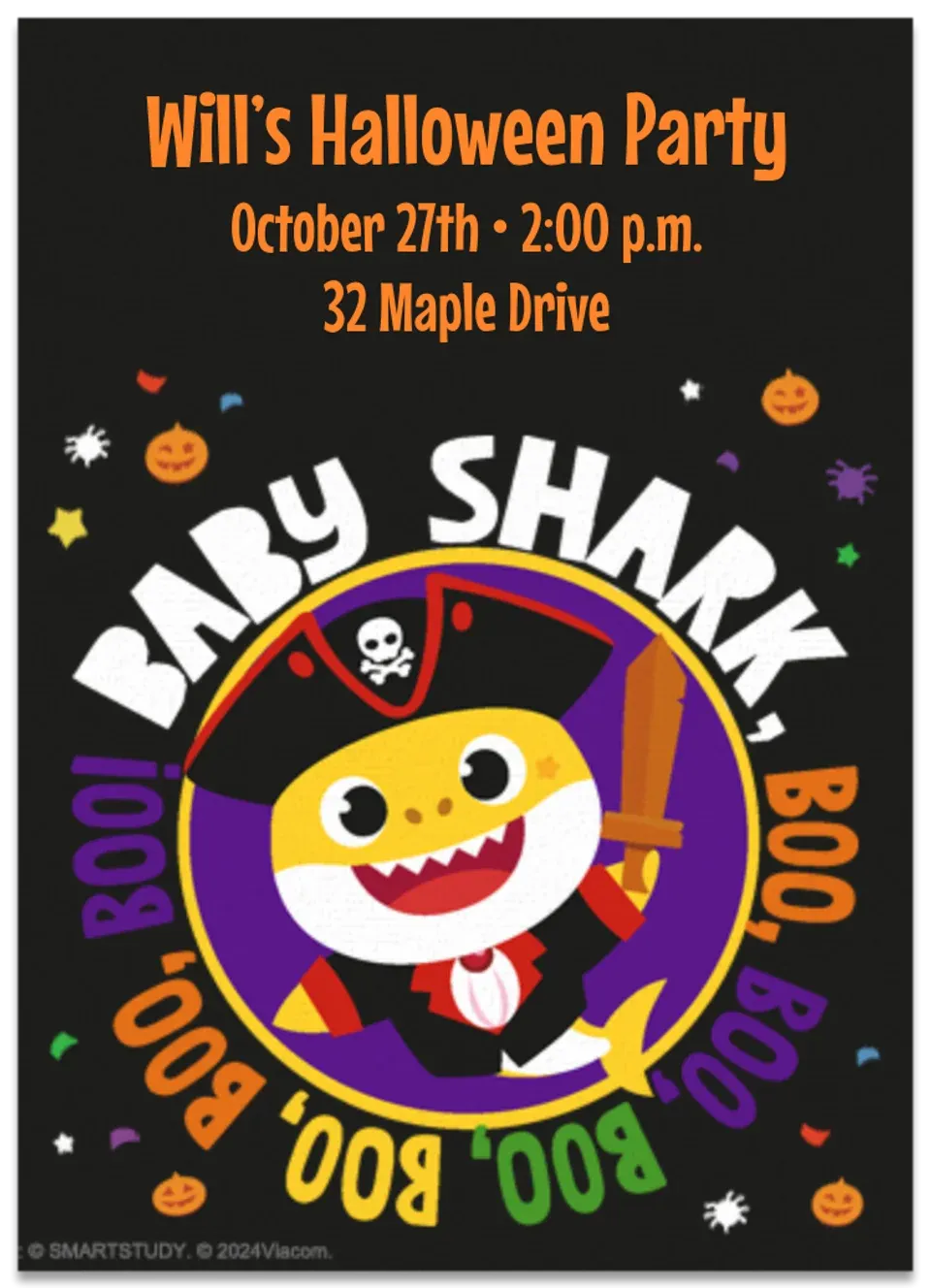 Baby Shark Halloween card