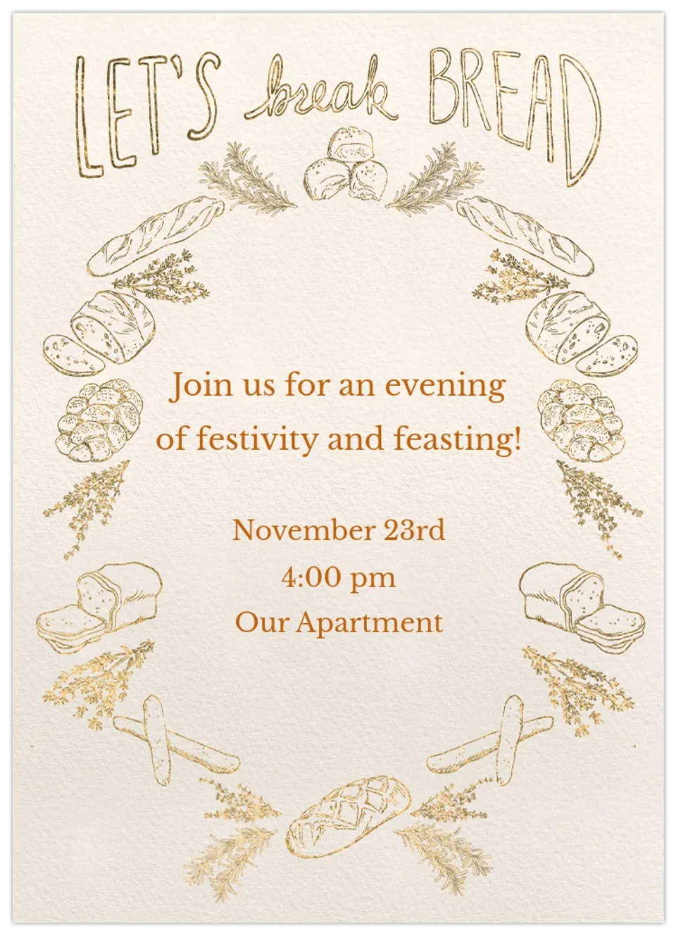 Let's Break Bread | Friendsgiving card