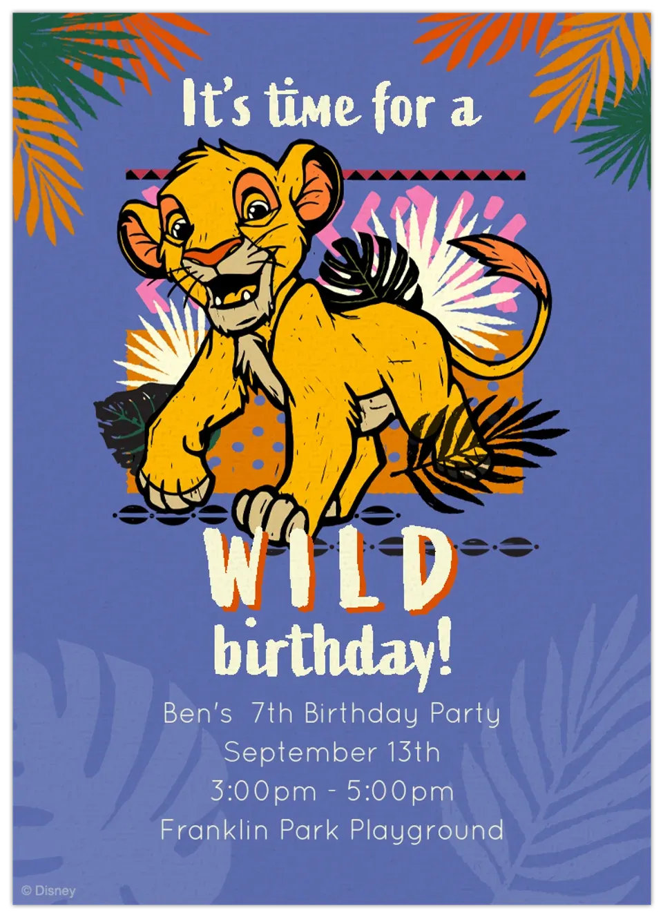 Lion King Block Print card