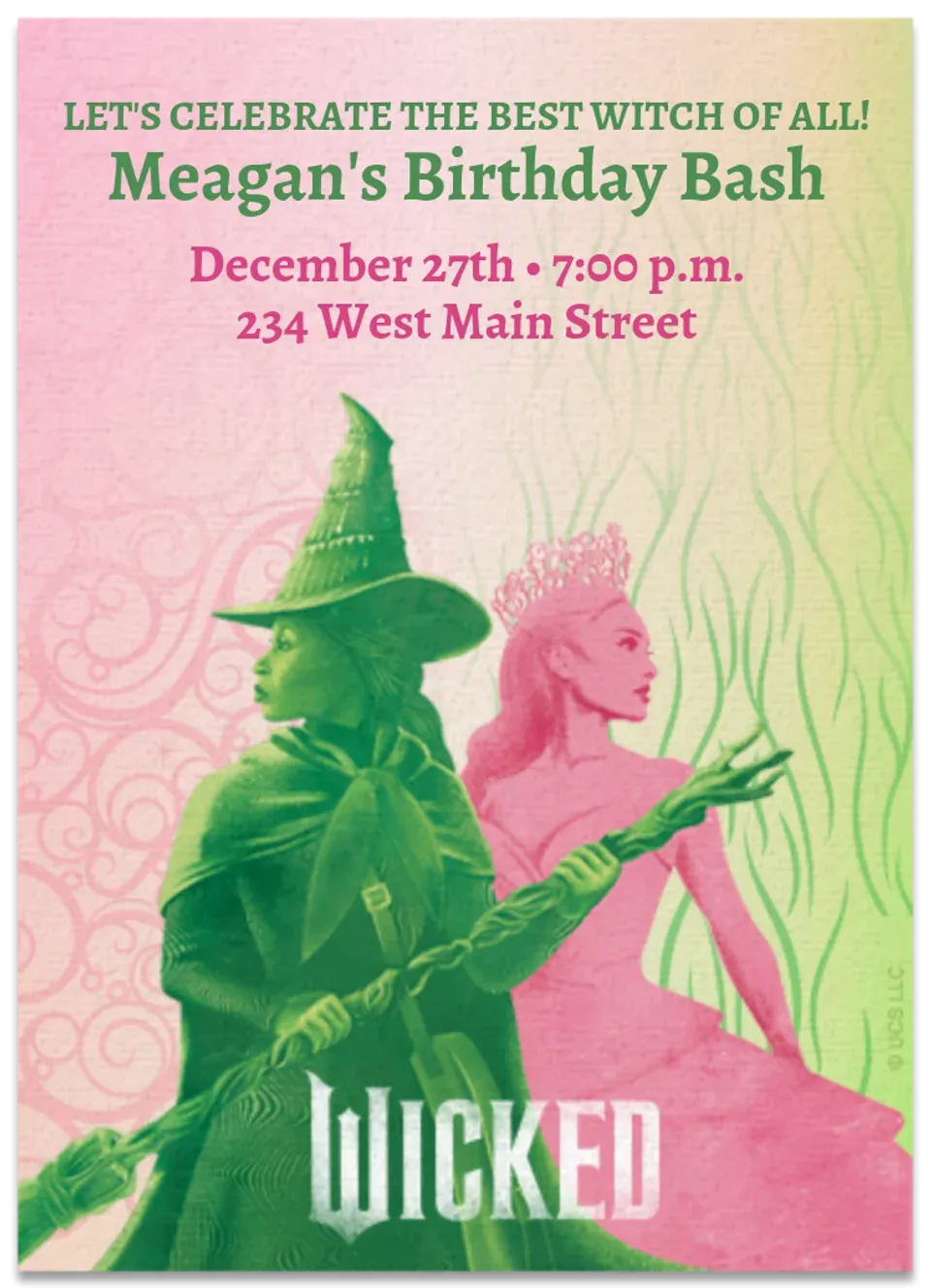 Wicked | Elphaba & Glinda card