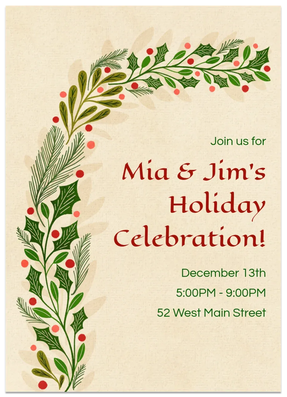 Holiday Greenery Spray card