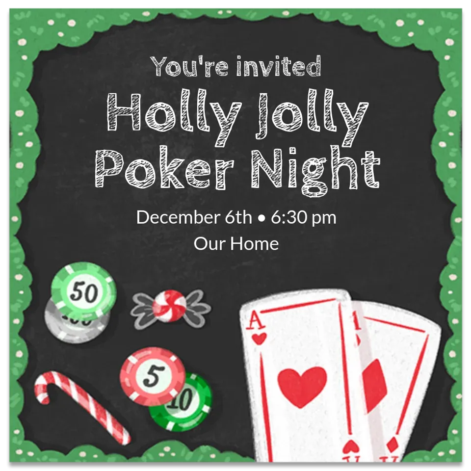 Holly Jolly Poker Night card