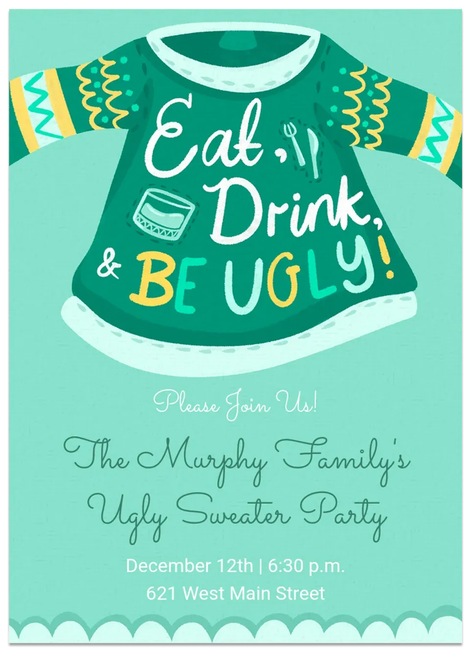 Eat Drink & Be Ugly card