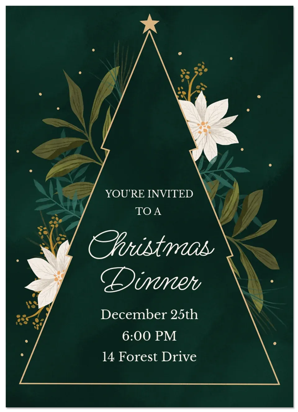 White Holiday Floral card