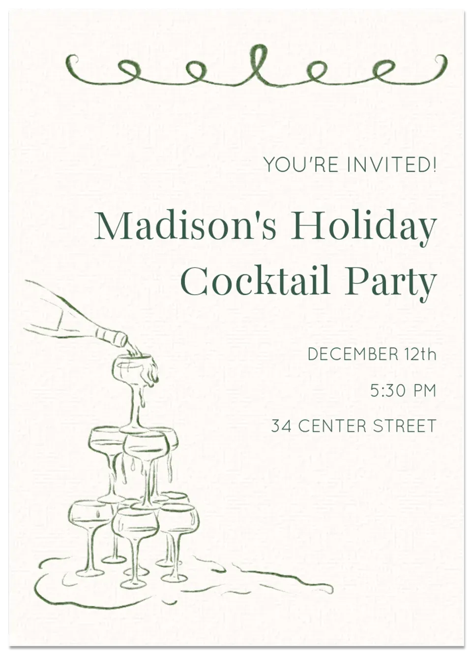 Holiday Champagne card