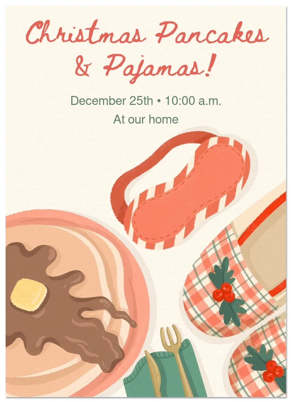 Holiday Pancakes & Pajamas card