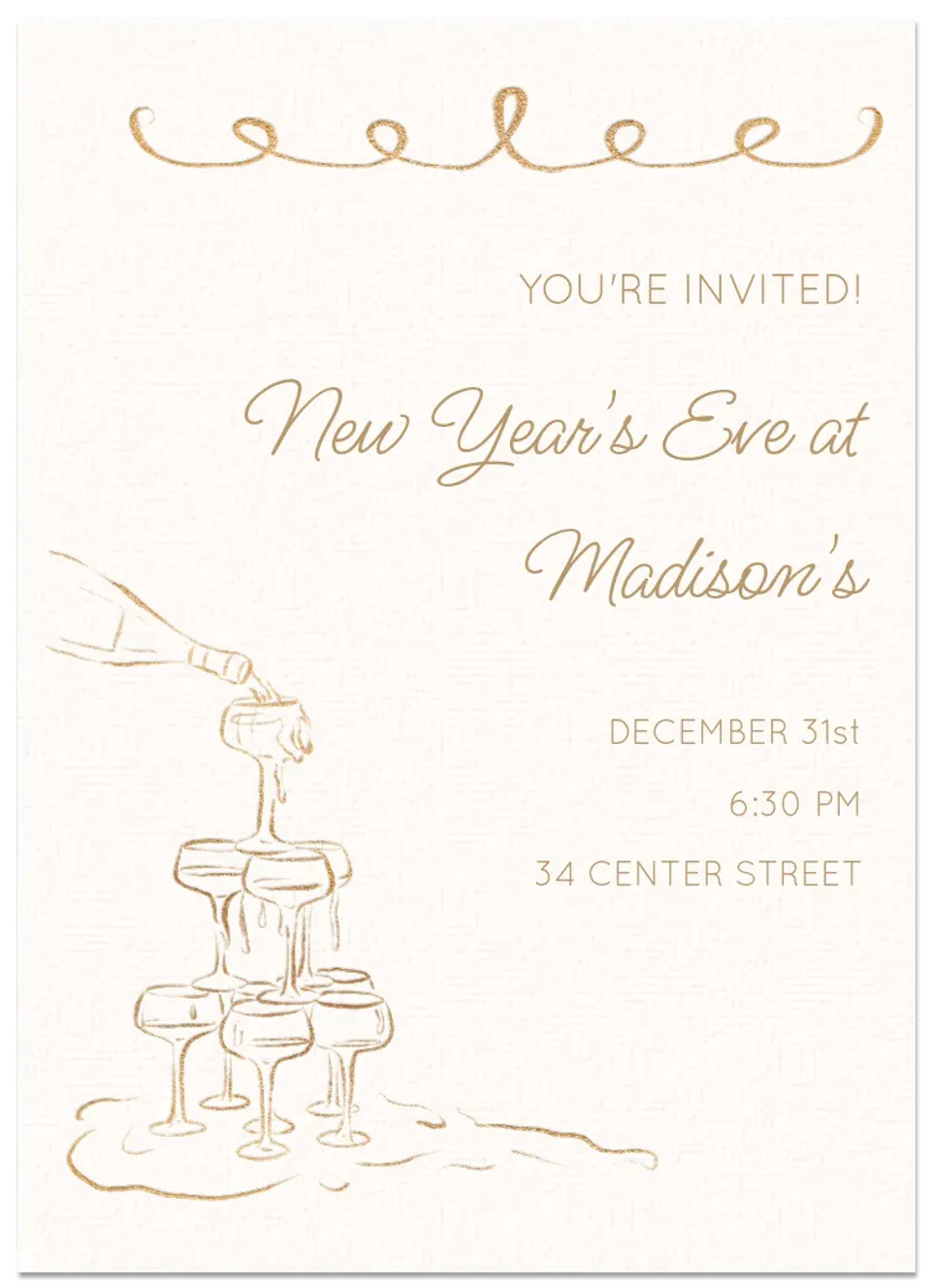 New Year's Champagne Tower card