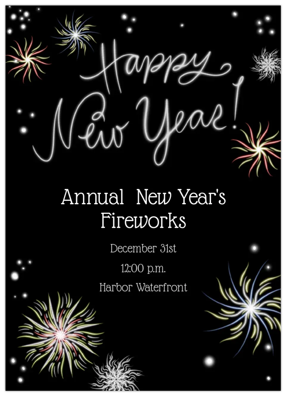 HNY Fireworks card