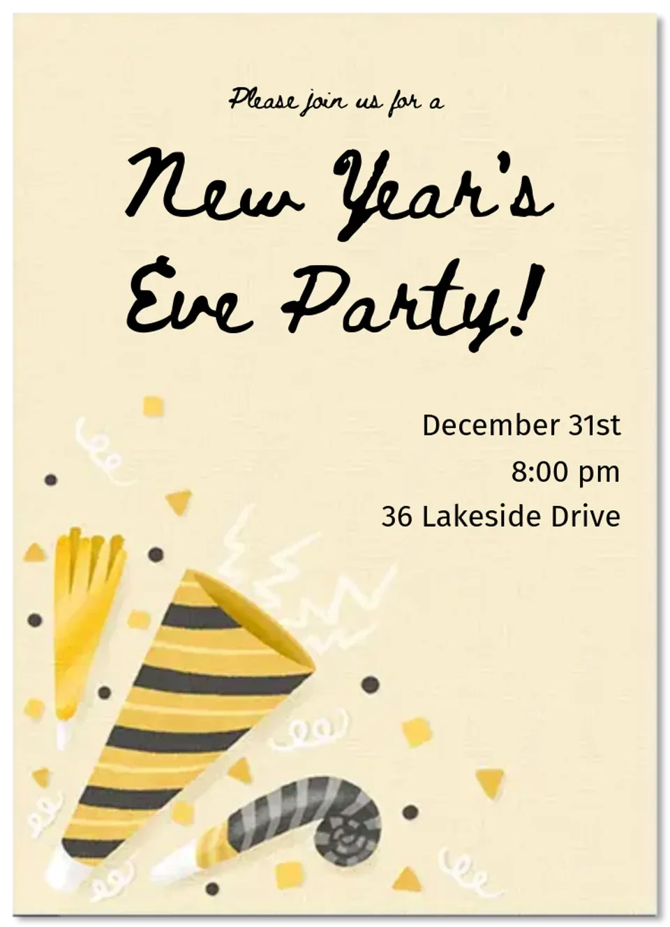 New Year's Horns card