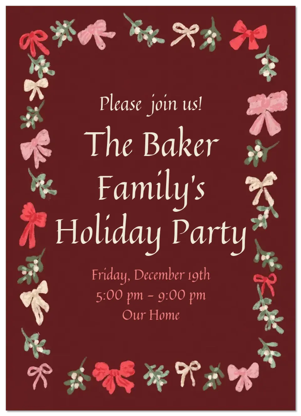 Mistletoe & Bows card