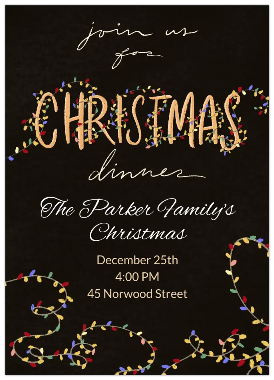 String Lights Dinner card