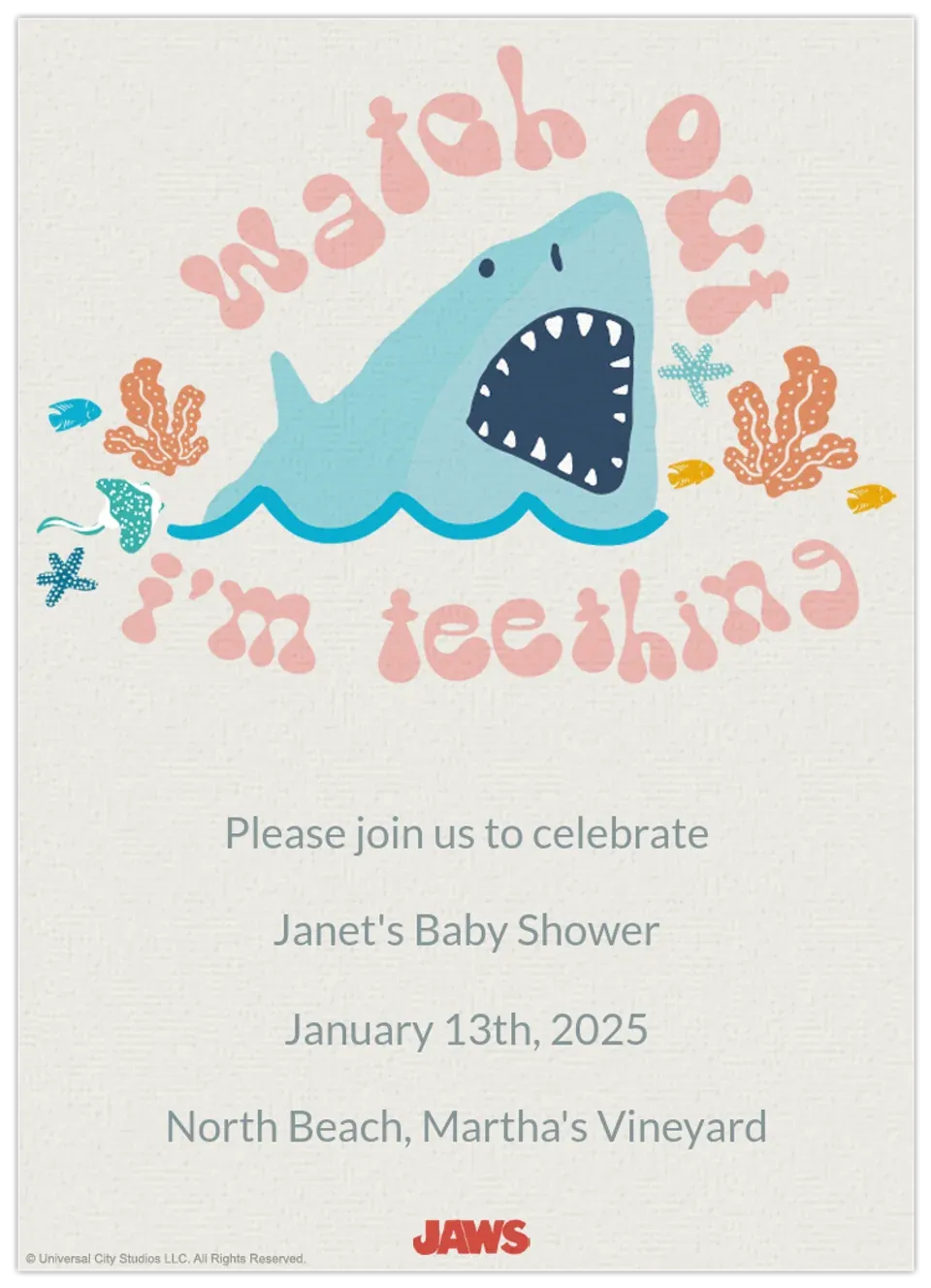 Jaws Baby card