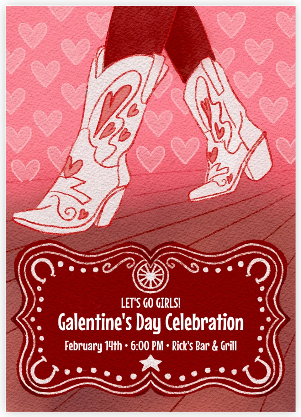 Galentine's Cowgirl card