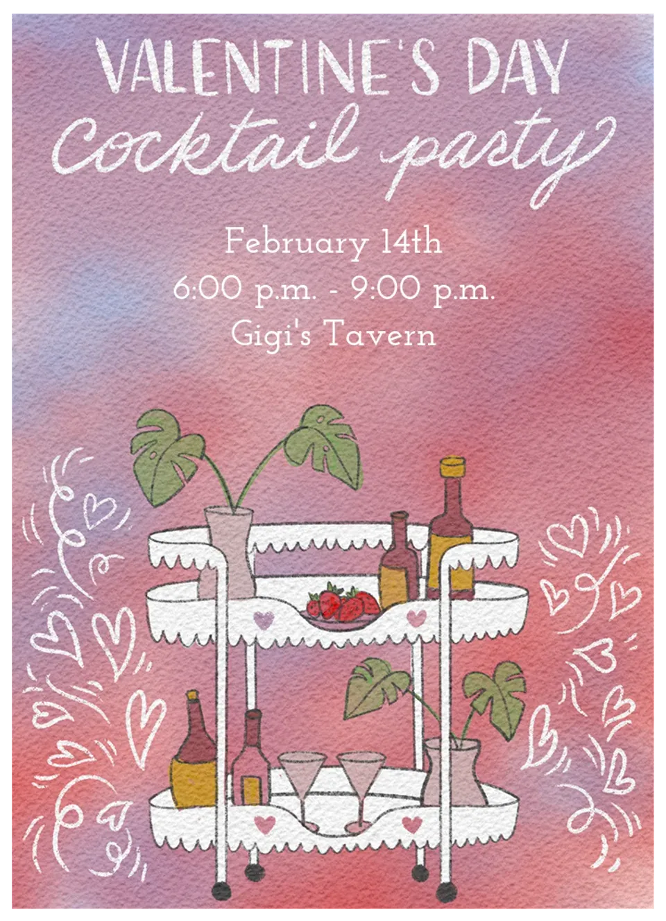 Valentine Bar Cart card