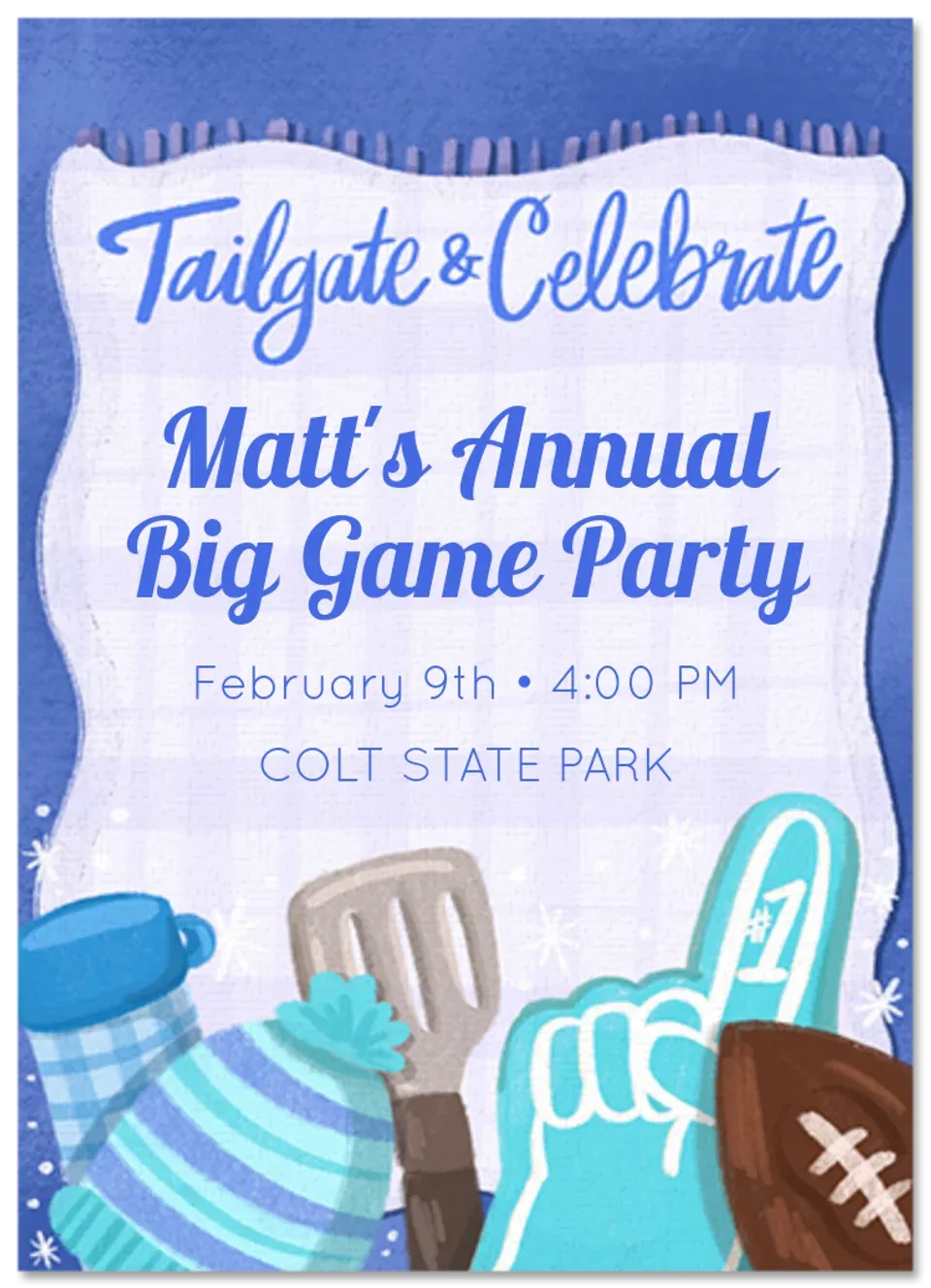 Tailgate & Celebrate Winter card