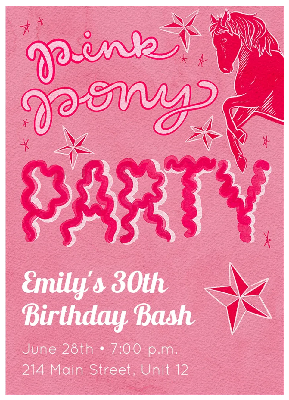 Pink Pony Birthday card