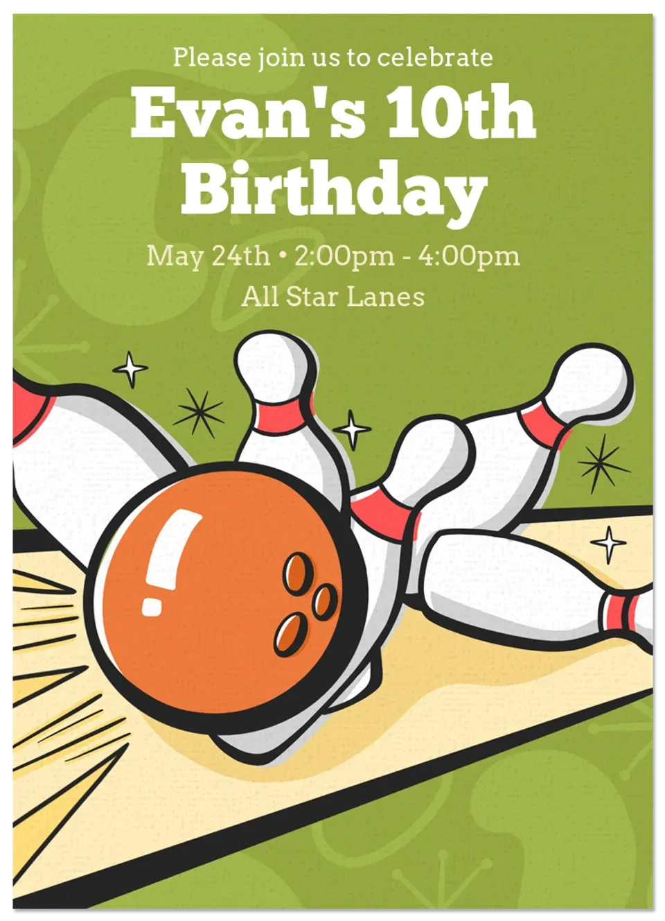 Retro Bowling Strike card