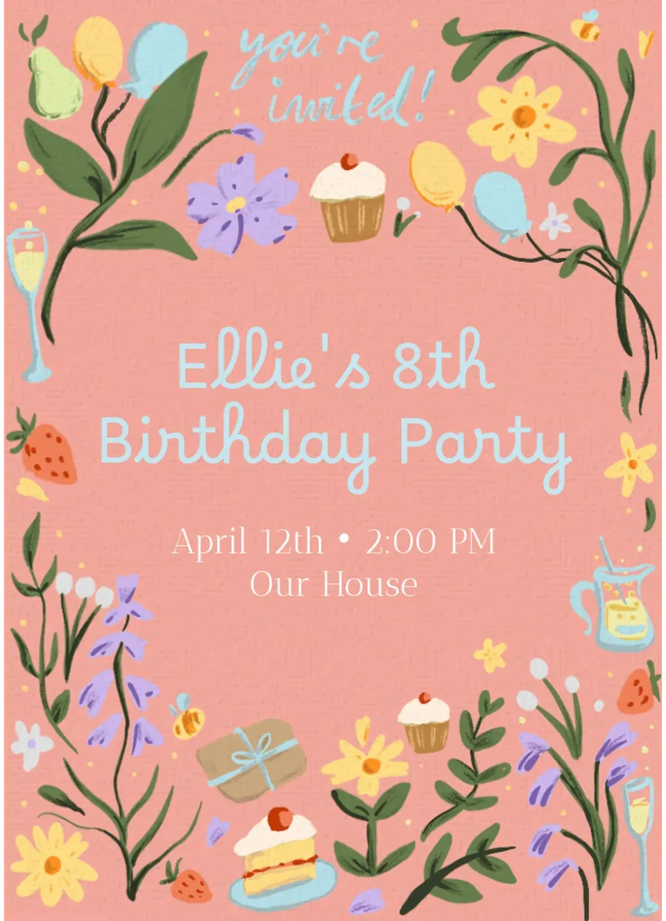 Spring Birthday Pink Cottagecore card