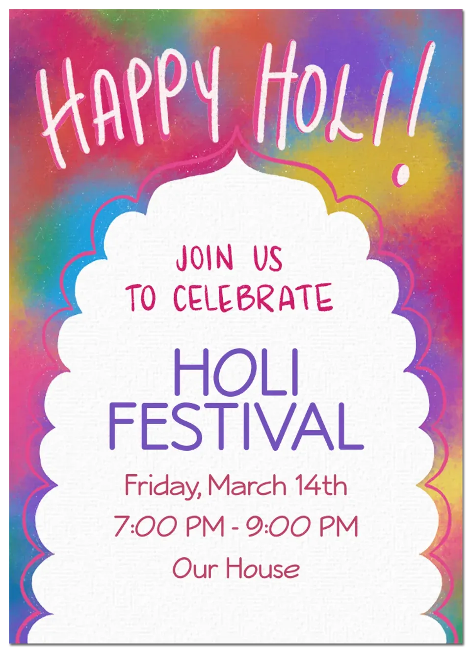 Holi Color Burst Arch card