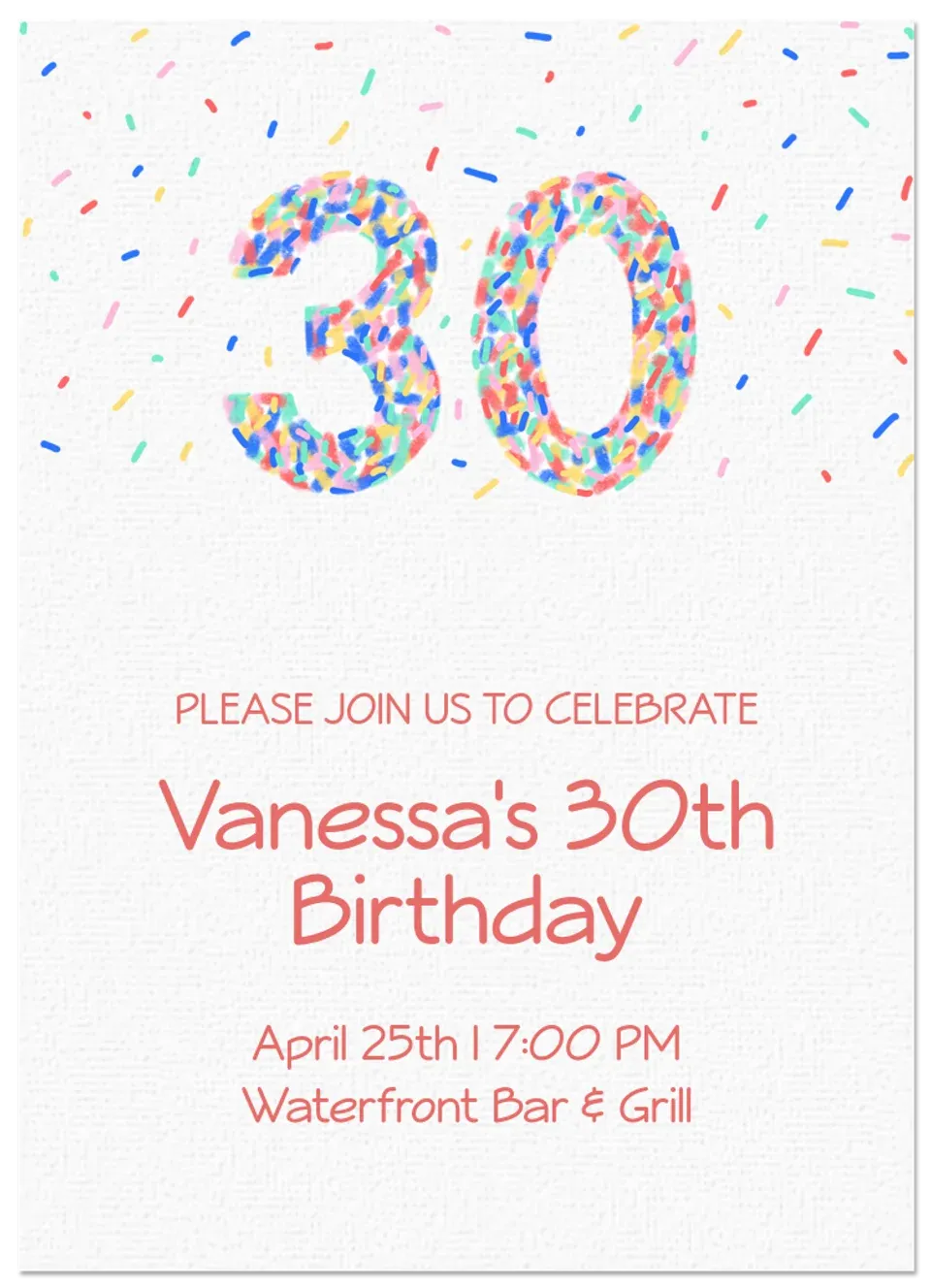 30th Birthday Sprinkles card