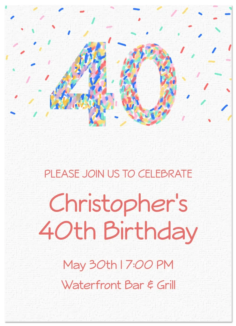 40th Birthday Sprinkles card
