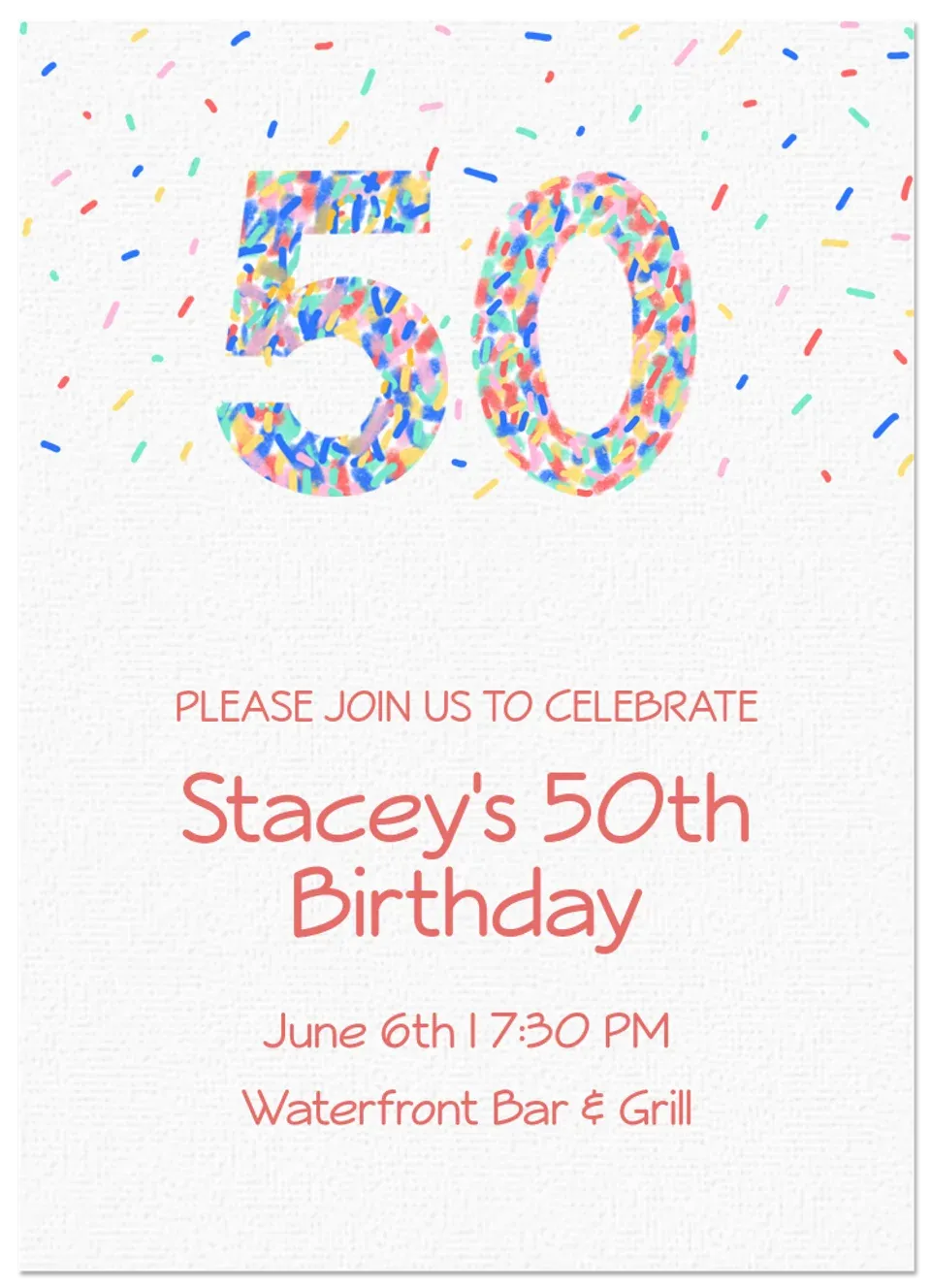 50th Birthday Sprinkles card