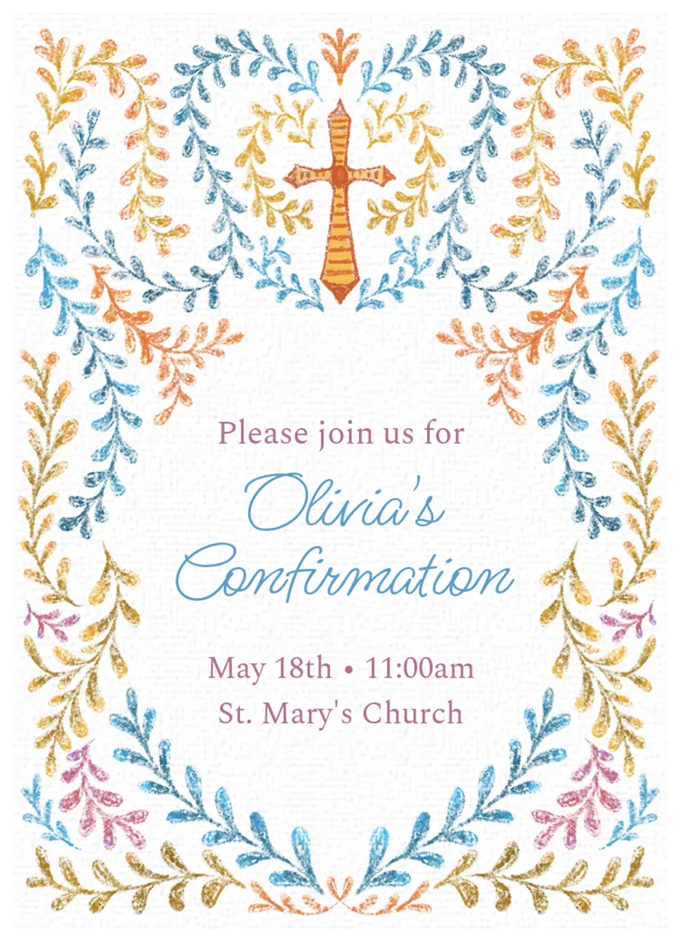 Folk Vine Confirmation card