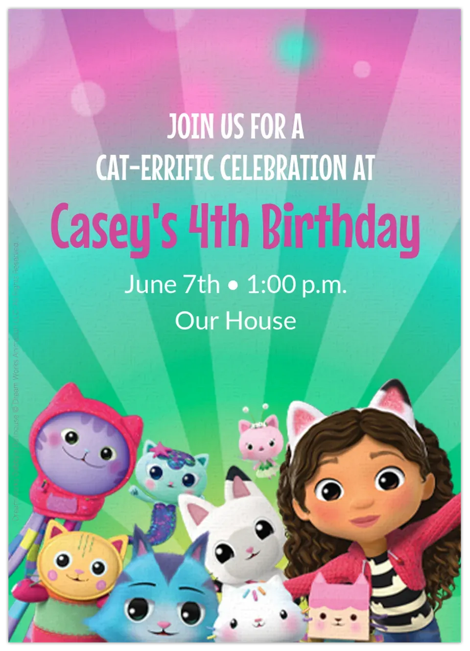 Gabby's Dollhouse | Caterrific Party card