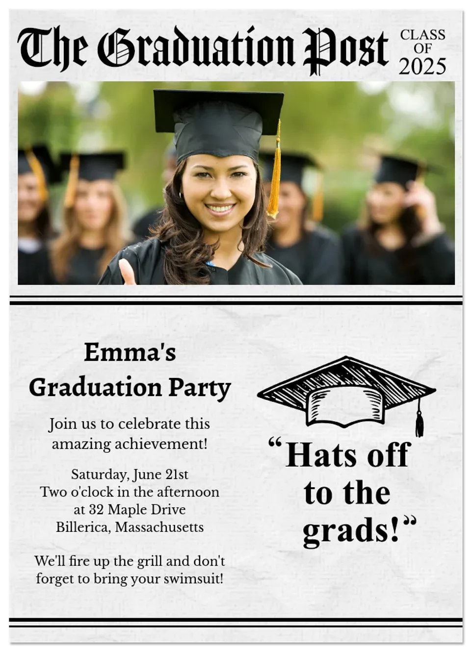 Graduation Newspaper card