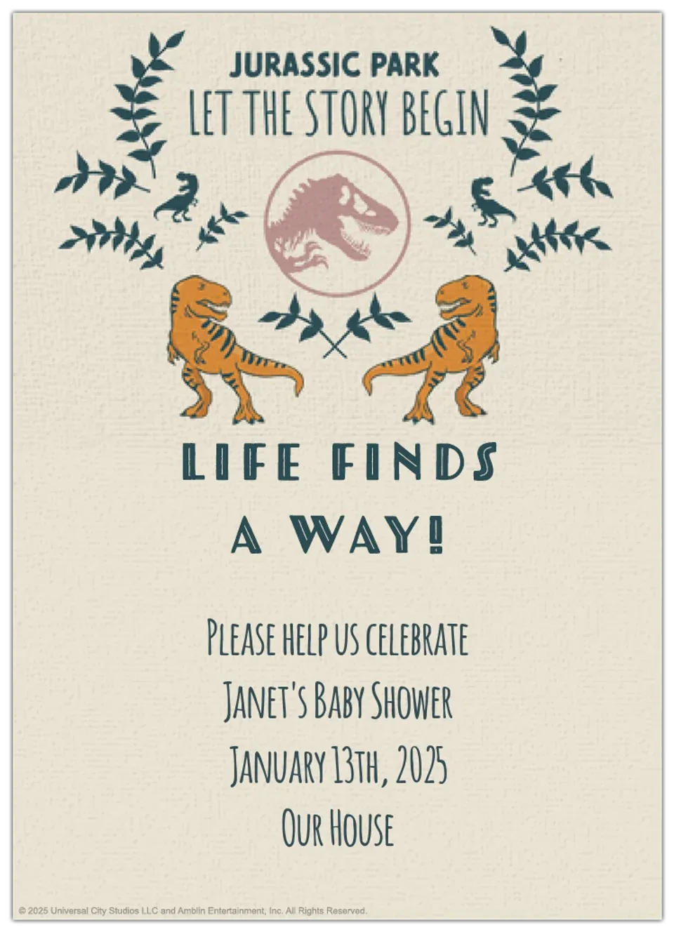 Jurassic World | Baby card