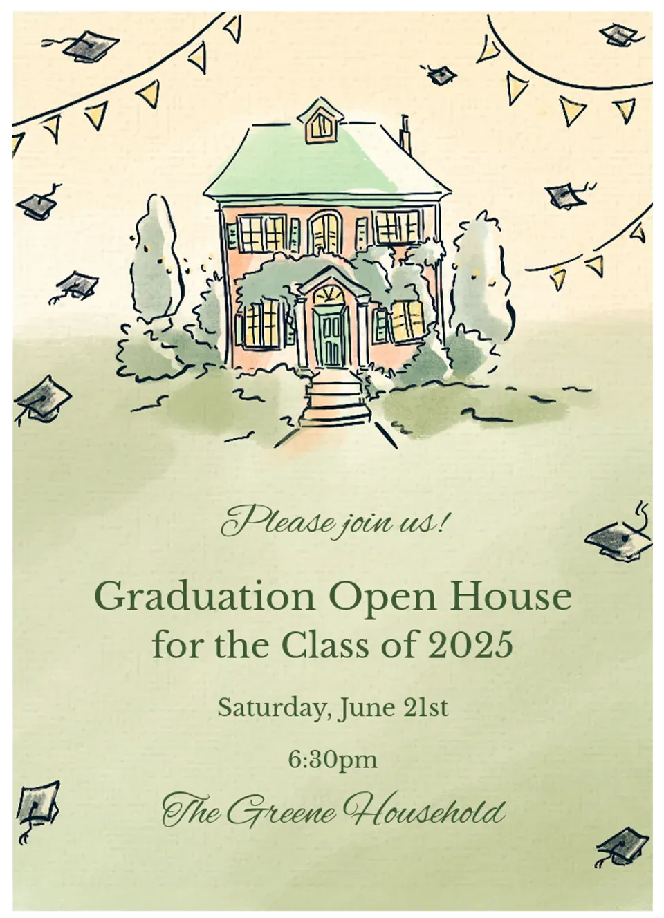 Open House Grad Party card