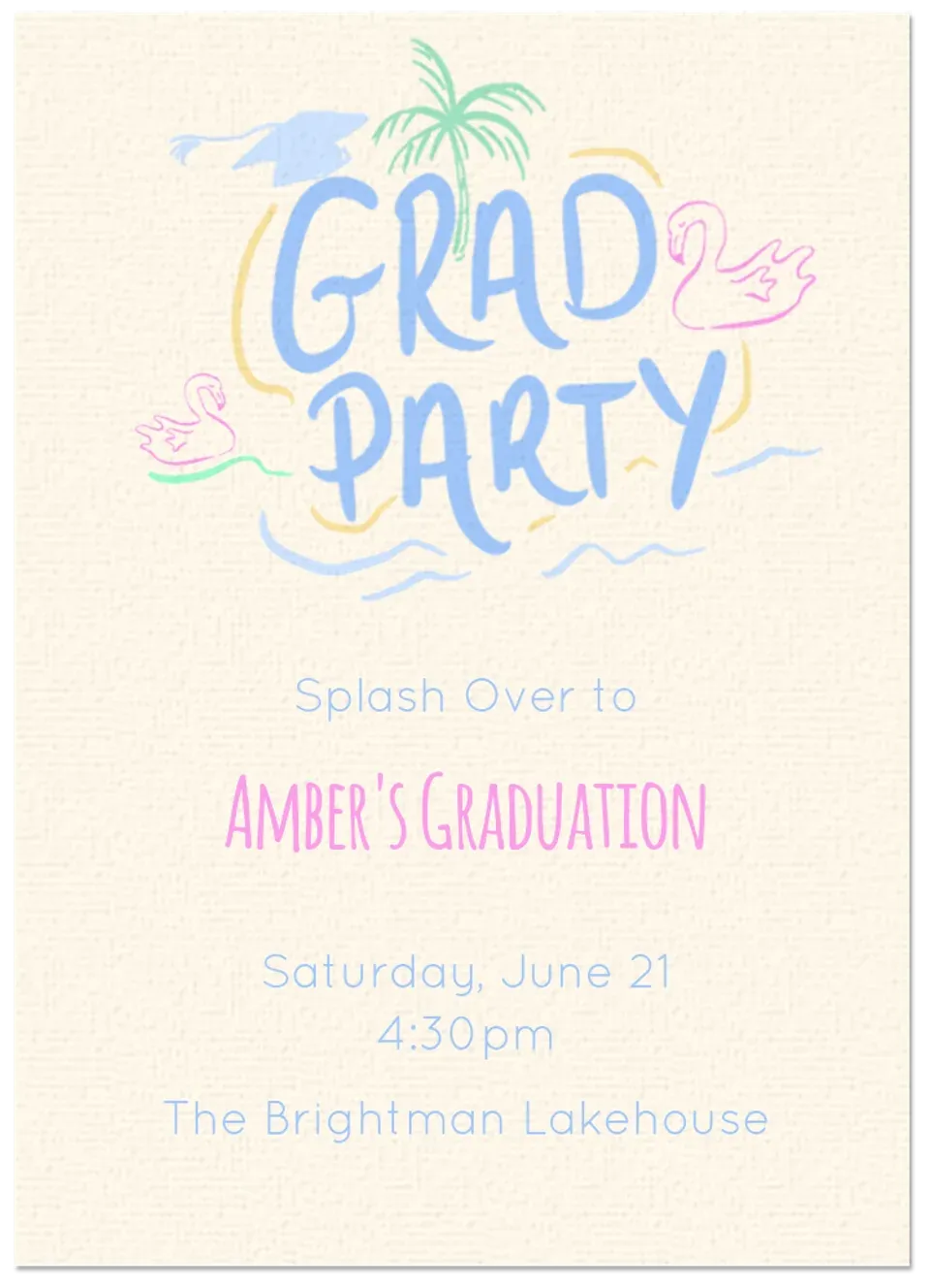 Graduation Pool Party card