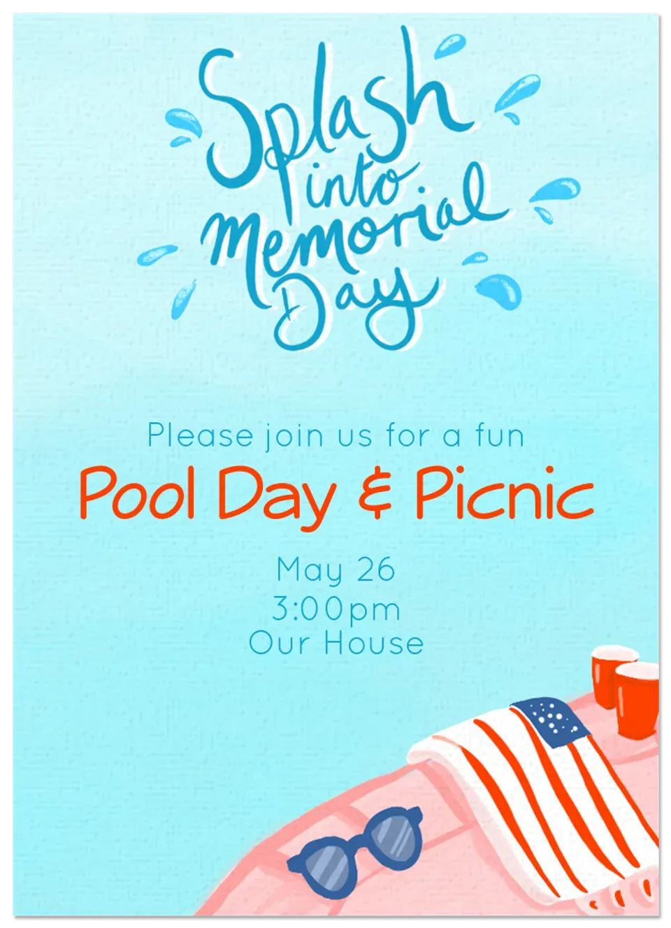 Memorial Day Pool Party card