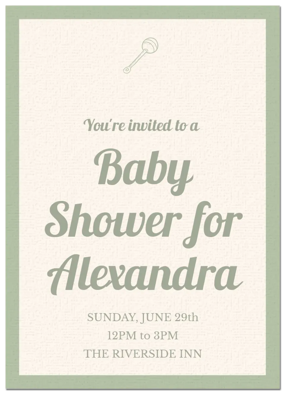 Baby Shower Rattle card