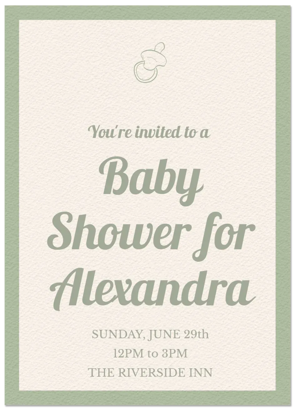 Baby Shower Pacifier card
